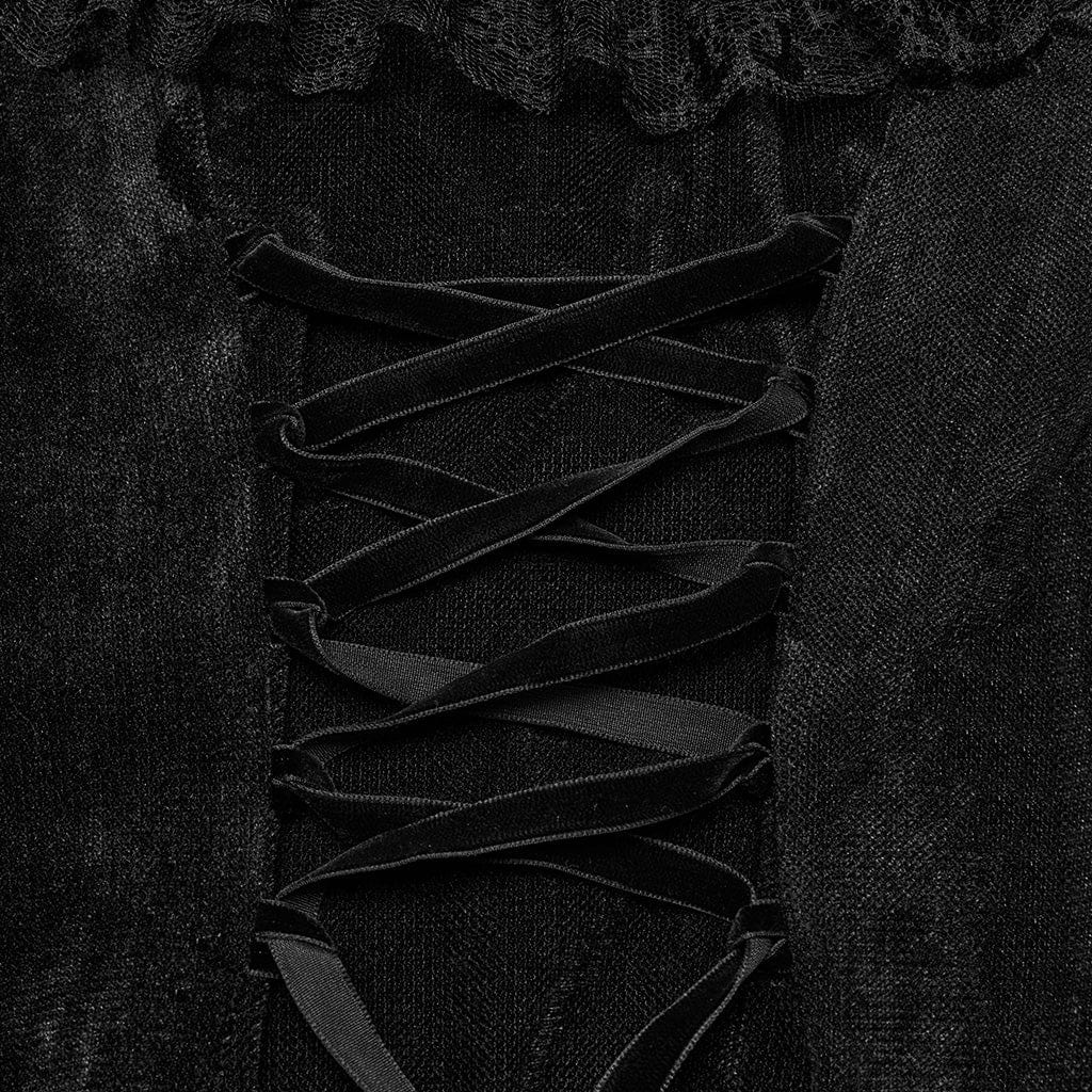 Women's Gothic Off-the-shoulder Ruffled Mesh Prom Dress - Image 8