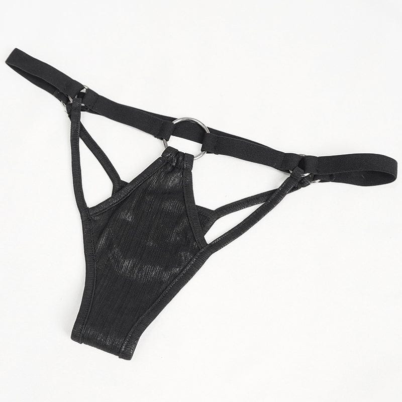 Women's Gothic Patent Leather Splice Bustier with Lingerie - Image 11