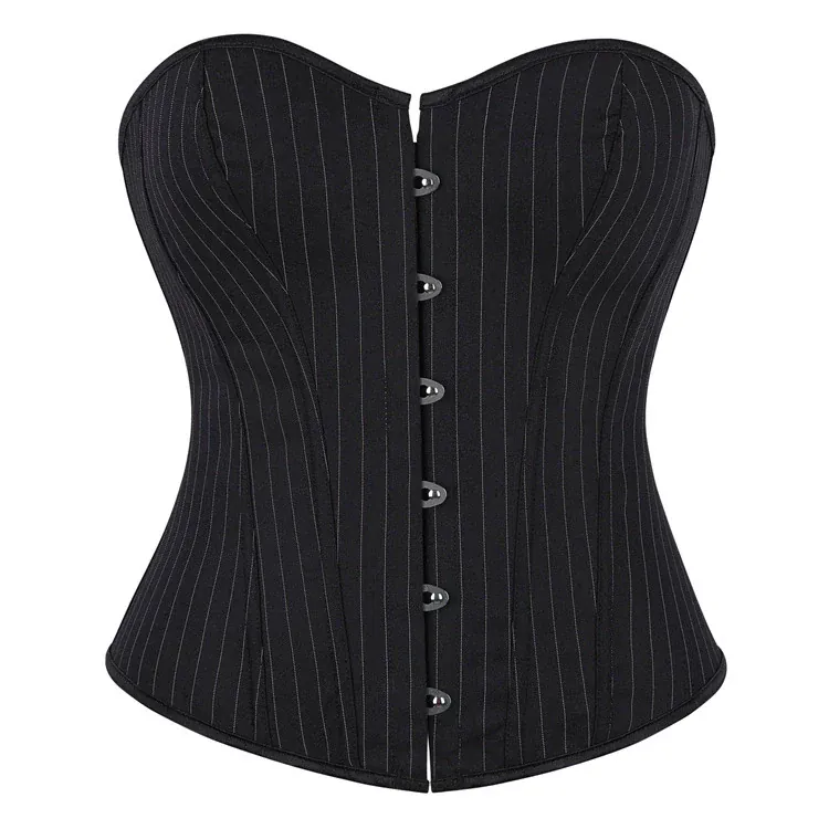 Women's Gothic Pinstripe Lace-up Overbust Corset