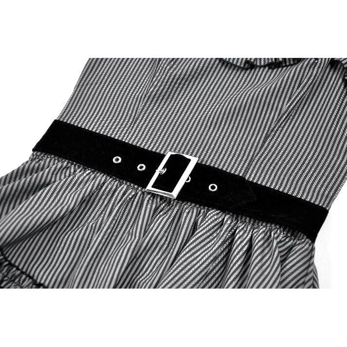 Women's Gothic Pinstripe Multilayer Falbala Slip Dress Graduation Dress - Image 16