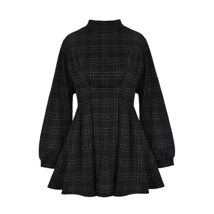 Women's Gothic Plaid High-waisted Dresses - Image 8
