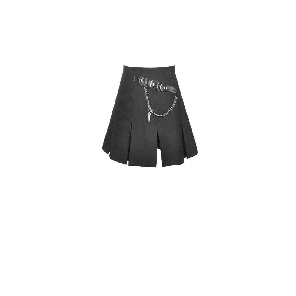 Women's Gothic Pleated Skirts With Belt - Image 7