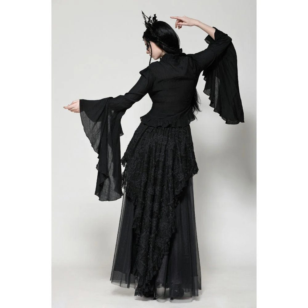 Women's Gothic Pleated Toned Horn Long Sleeved Shirt - Image 16