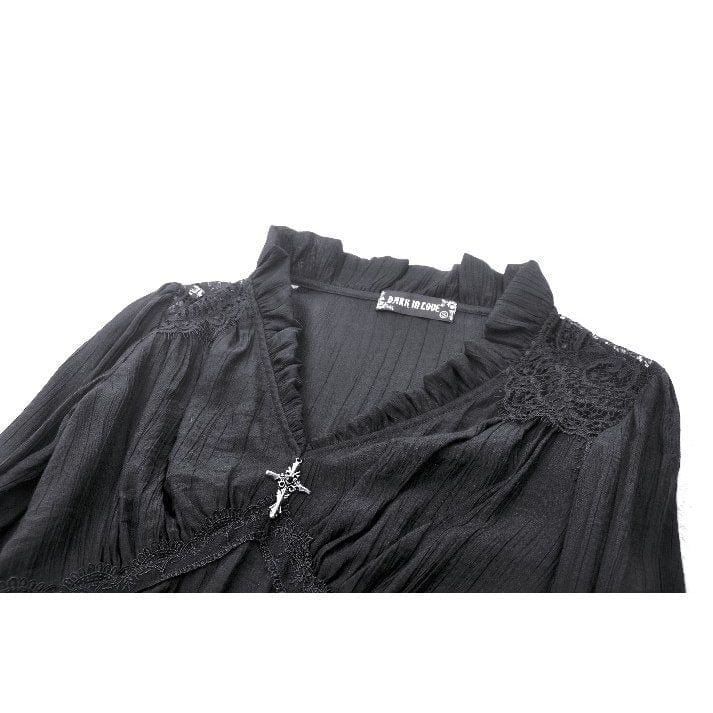 Women's Gothic Pleated Toned Horn Long Sleeved Shirt - Image 18