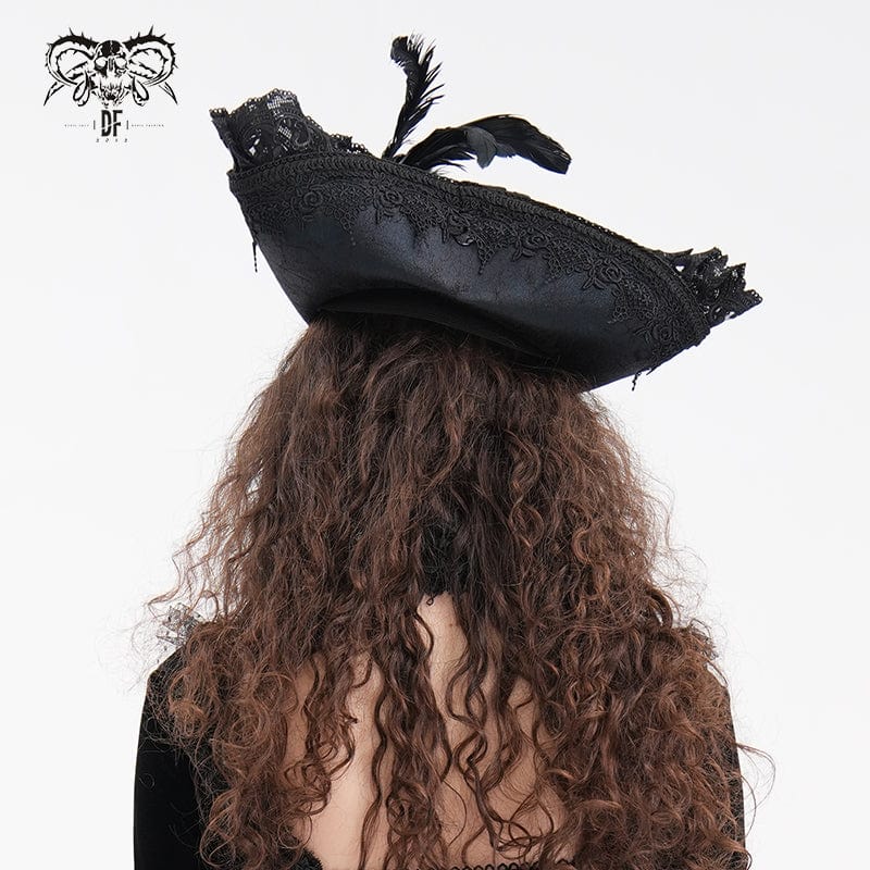 Women's Gothic Plumed Lace Mesh Hats - Image 4