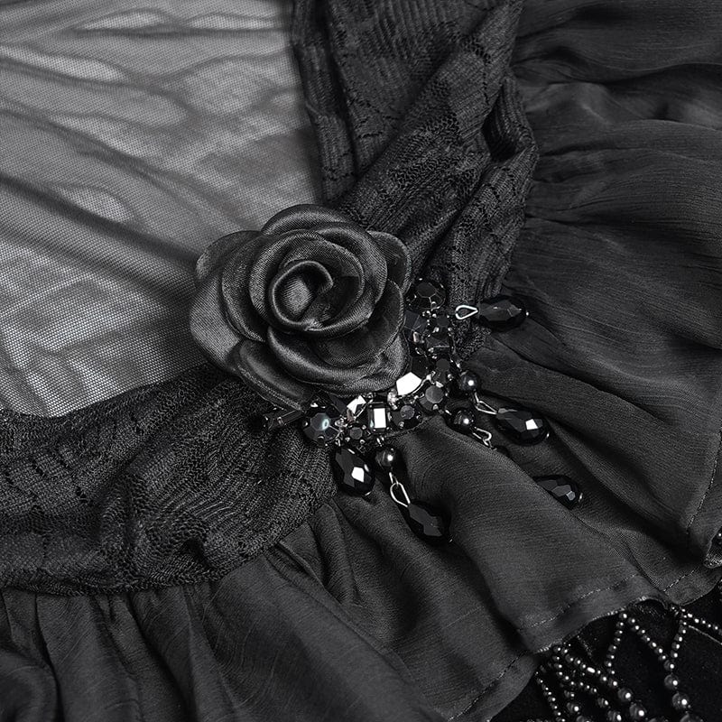 Women's Gothic Plumed Lace Velvet Cape - Image 10