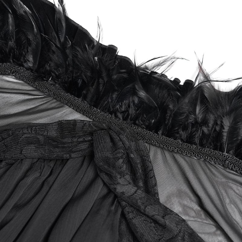 Women's Gothic Plumed Lace Velvet Cape - Image 9
