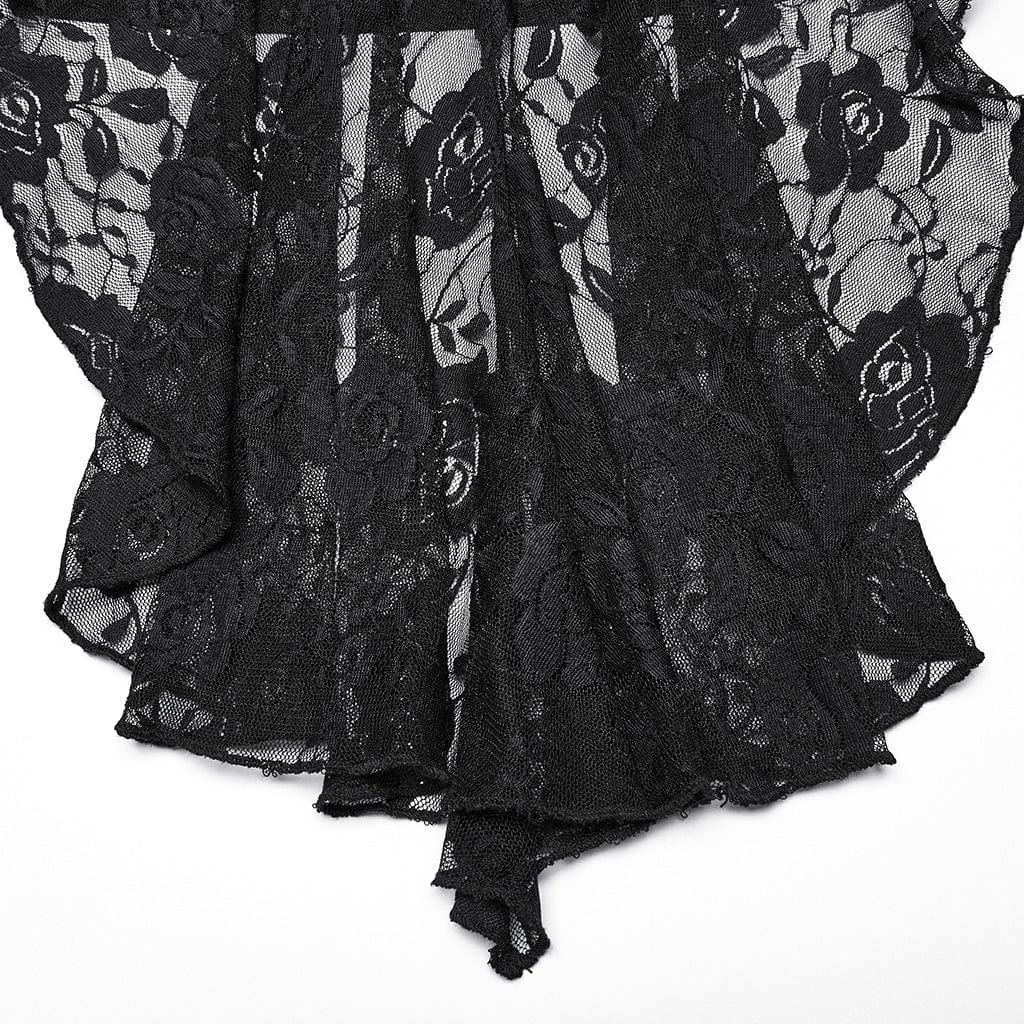 Women's Gothic Plunging Flared Sleeved Lace-up Shirt - Image 8
