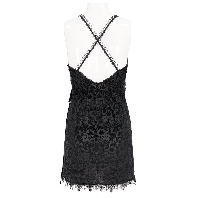 Women's Gothic Plunging Floral Lace Nightgown - Image 7