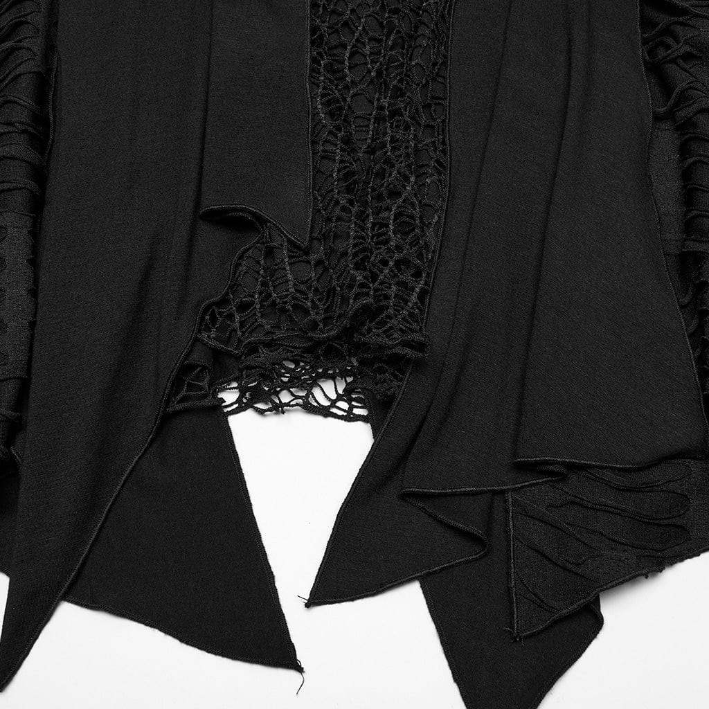 Women's Gothic Plunging Irregular Ripped Honeymoon Dress Graduation Dress Black - Image 9