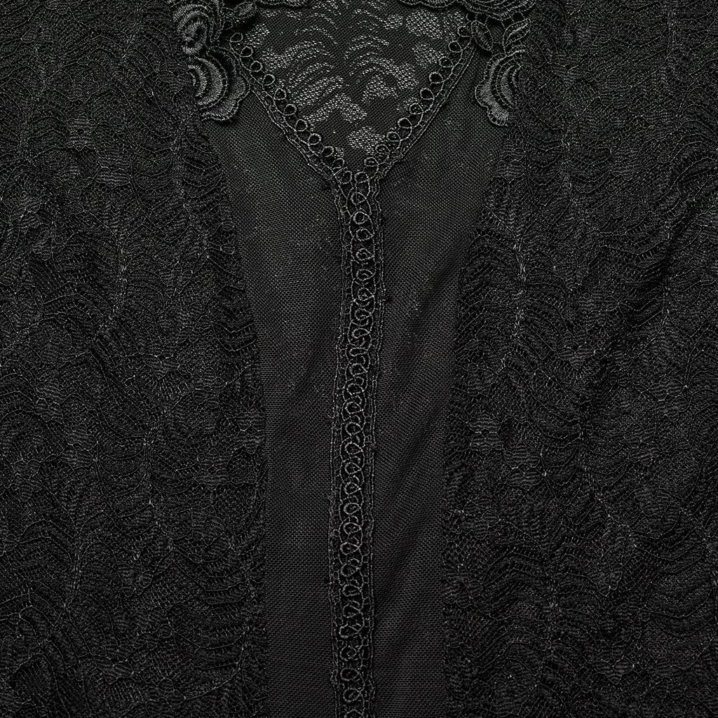 Women's Gothic Plunging Lace-up Lace Shirt - Image 6