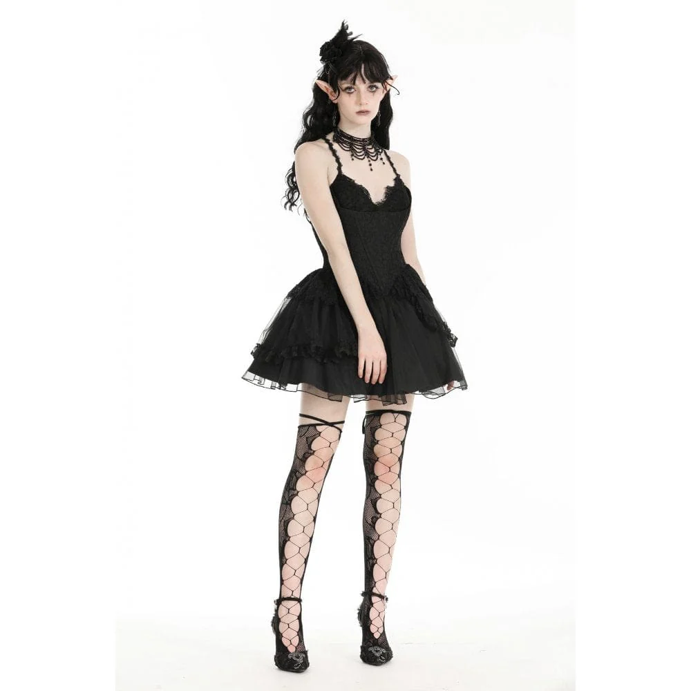 Women's Gothic Plunging Layered Party Slip Dress Graduation Dress - Image 7