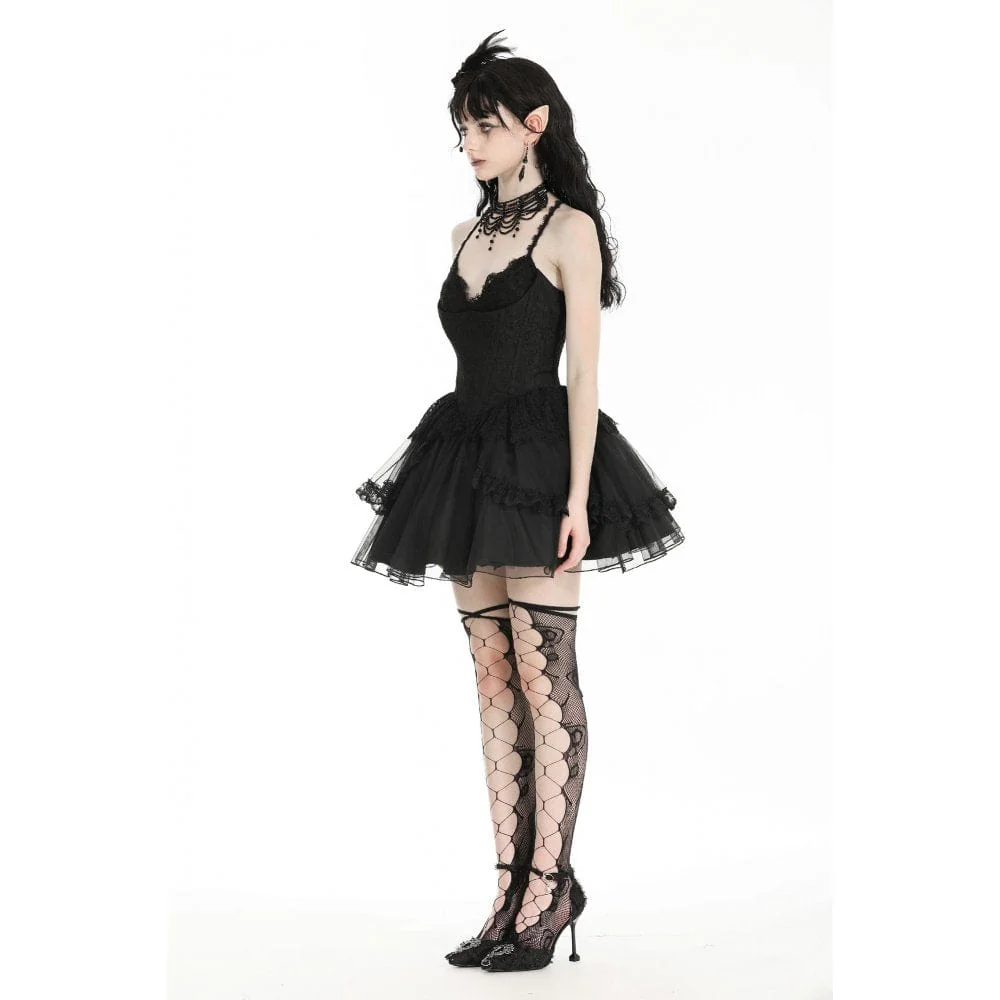 Women's Gothic Plunging Layered Party Slip Dress Graduation Dress - Image 8