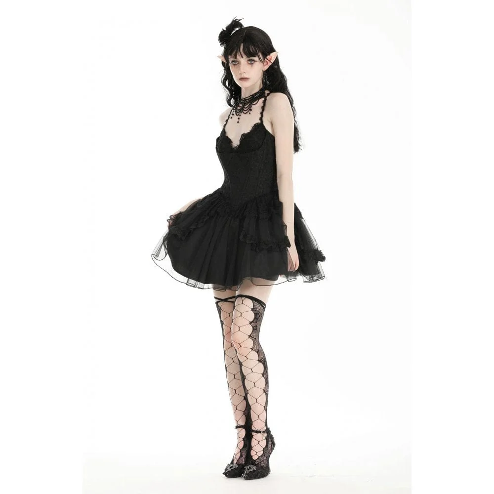 Women's Gothic Plunging Layered Party Slip Dress Graduation Dress - Image 9