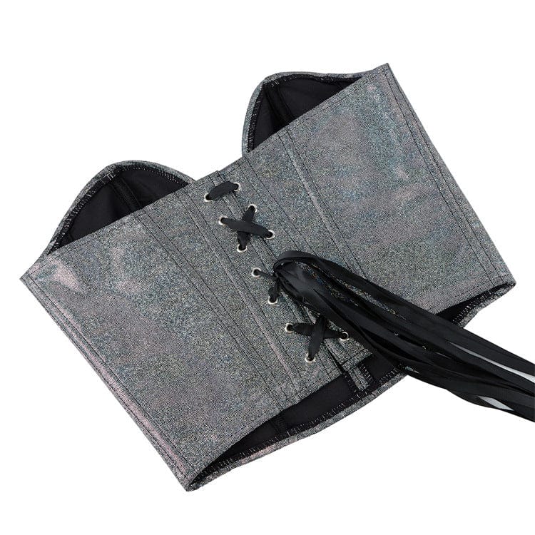 Women's Gothic Plunging Sequin Lace-up Overbust Corset - Image 5