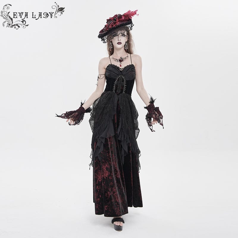 Women's Gothic Printed Tassels Lace-up Slip Dress Wedding Dress - Image 2