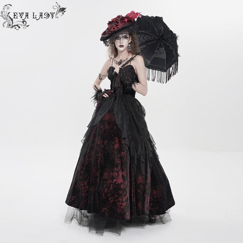Women's Gothic Printed Tassels Lace-up Slip Dress Wedding Dress - Image 5