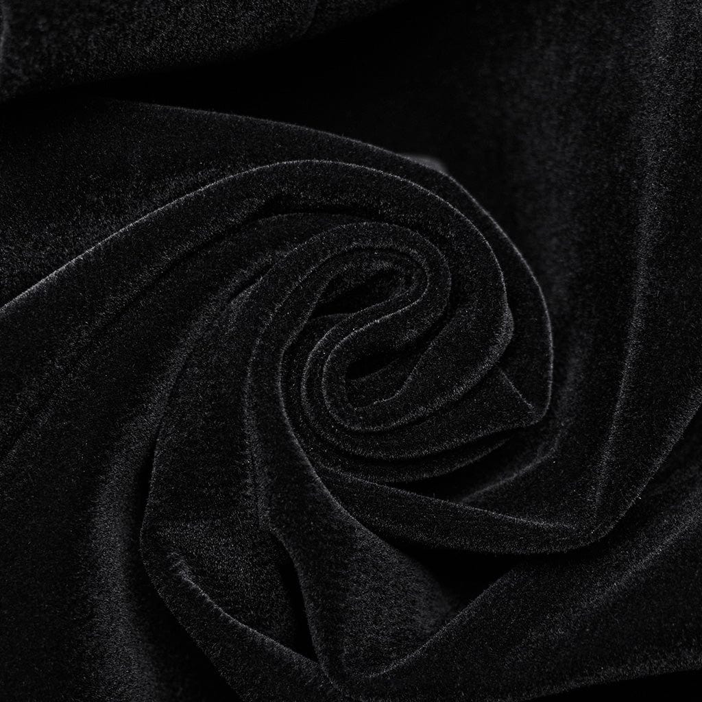 Women's Gothic Puff Sleeved Floral Embroidered Coat Black - Image 7