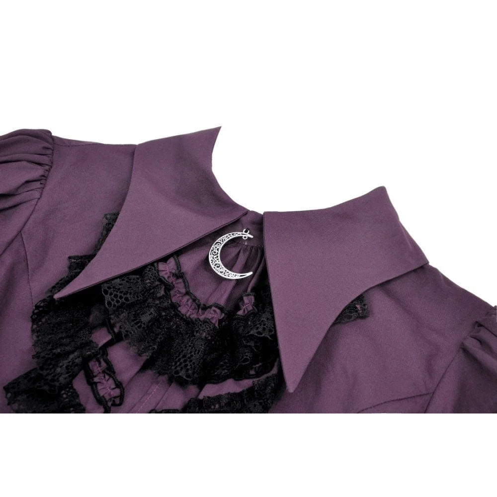 Women's Gothic Puff Sleeved Frilly Collar Shirt - Image 12