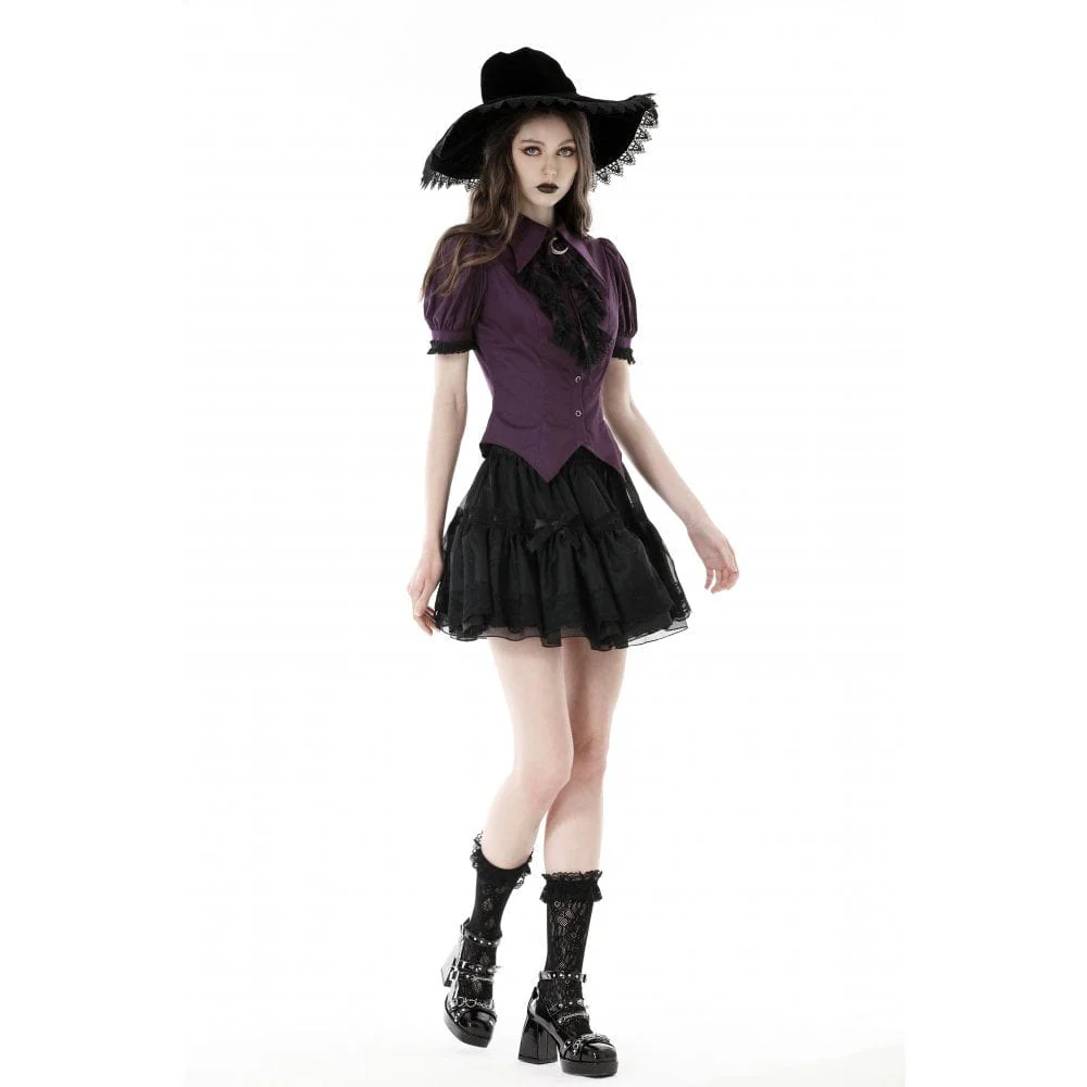 Women's Gothic Puff Sleeved Frilly Collar Shirt - Image 6