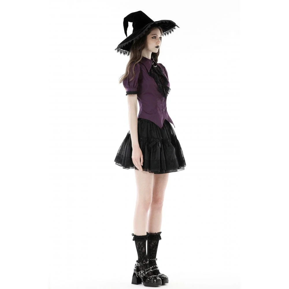 Women's Gothic Puff Sleeved Frilly Collar Shirt - Image 7
