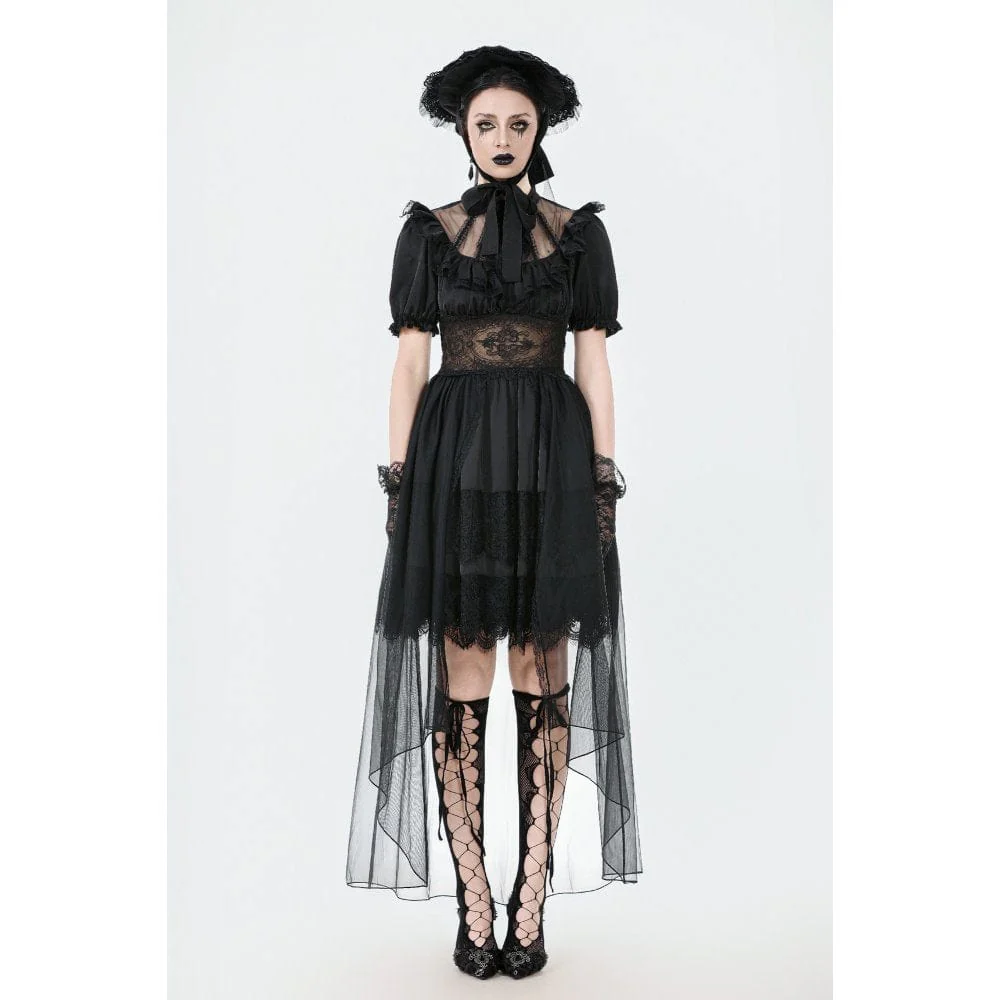 Women's Gothic Puff Sleeved High/low Multilayer Chiffon Dress Wedding Dress - Image 12