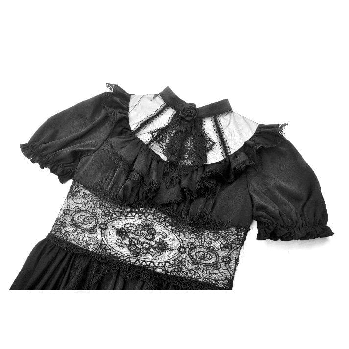 Women's Gothic Puff Sleeved High/low Multilayer Chiffon Dress Wedding Dress - Image 21