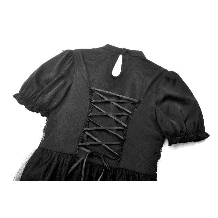 Women's Gothic Puff Sleeved High/low Multilayer Chiffon Dress Wedding Dress - Image 22