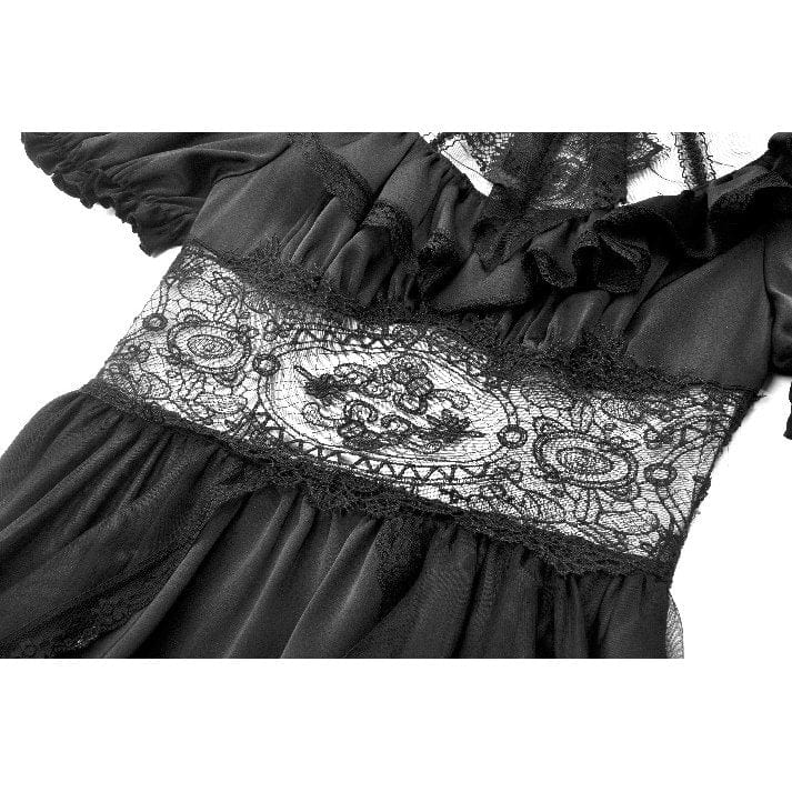 Women's Gothic Puff Sleeved High/low Multilayer Chiffon Dress Wedding Dress - Image 25