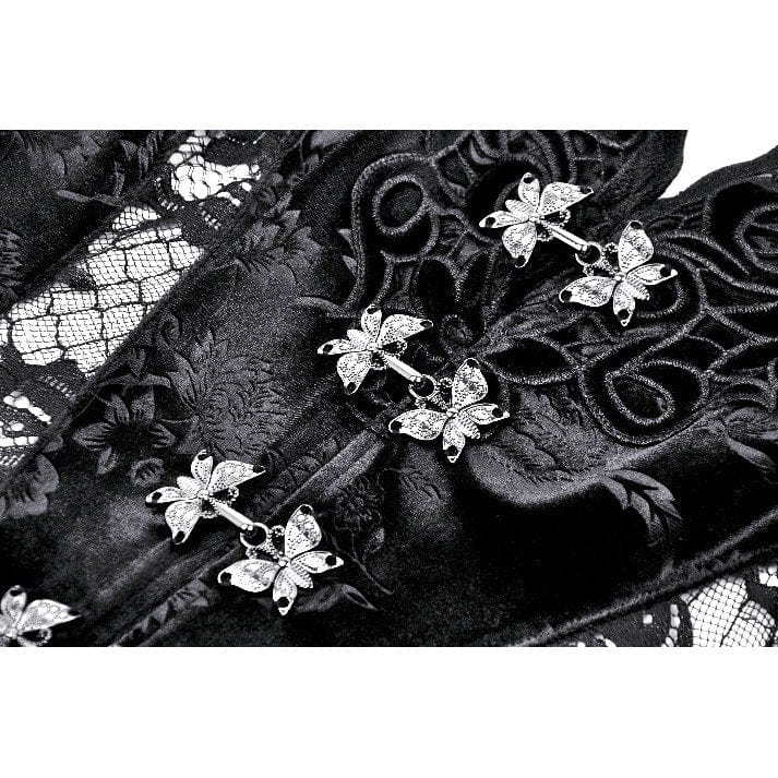 Women's Gothic Puff Sleeved Lace Splice Velvet Coat - Image 14
