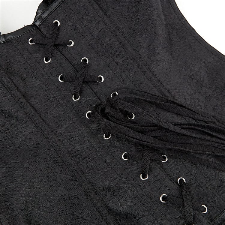 Women's Gothic Puff Sleeved Lace-up Boned Overbust Corset - Image 11