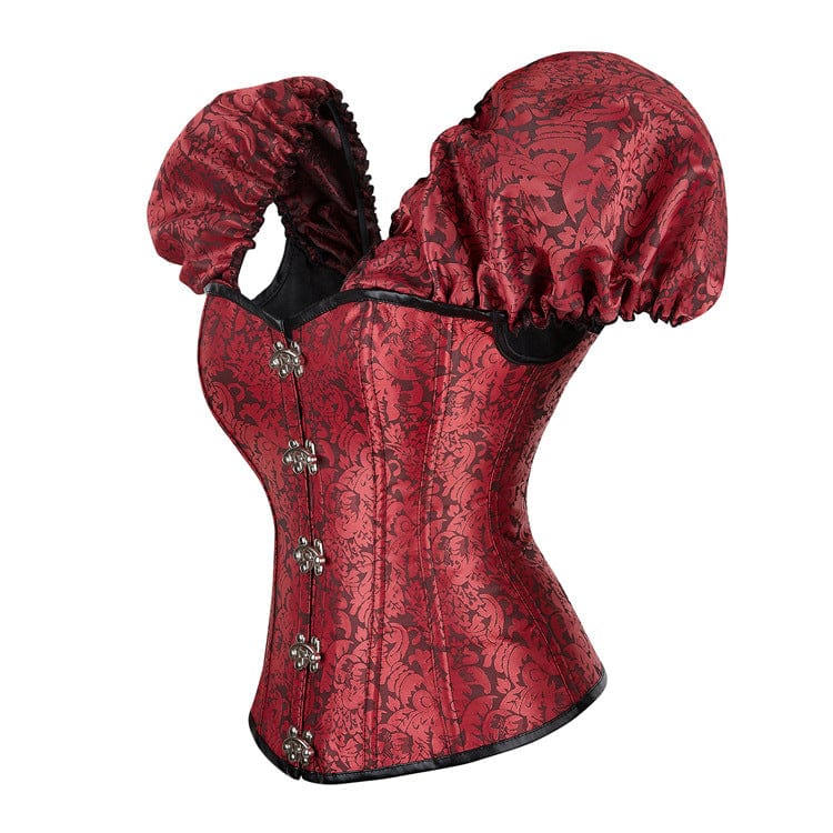 Women's Gothic Puff Sleeved Lace-up Boned Overbust Corset - Image 8
