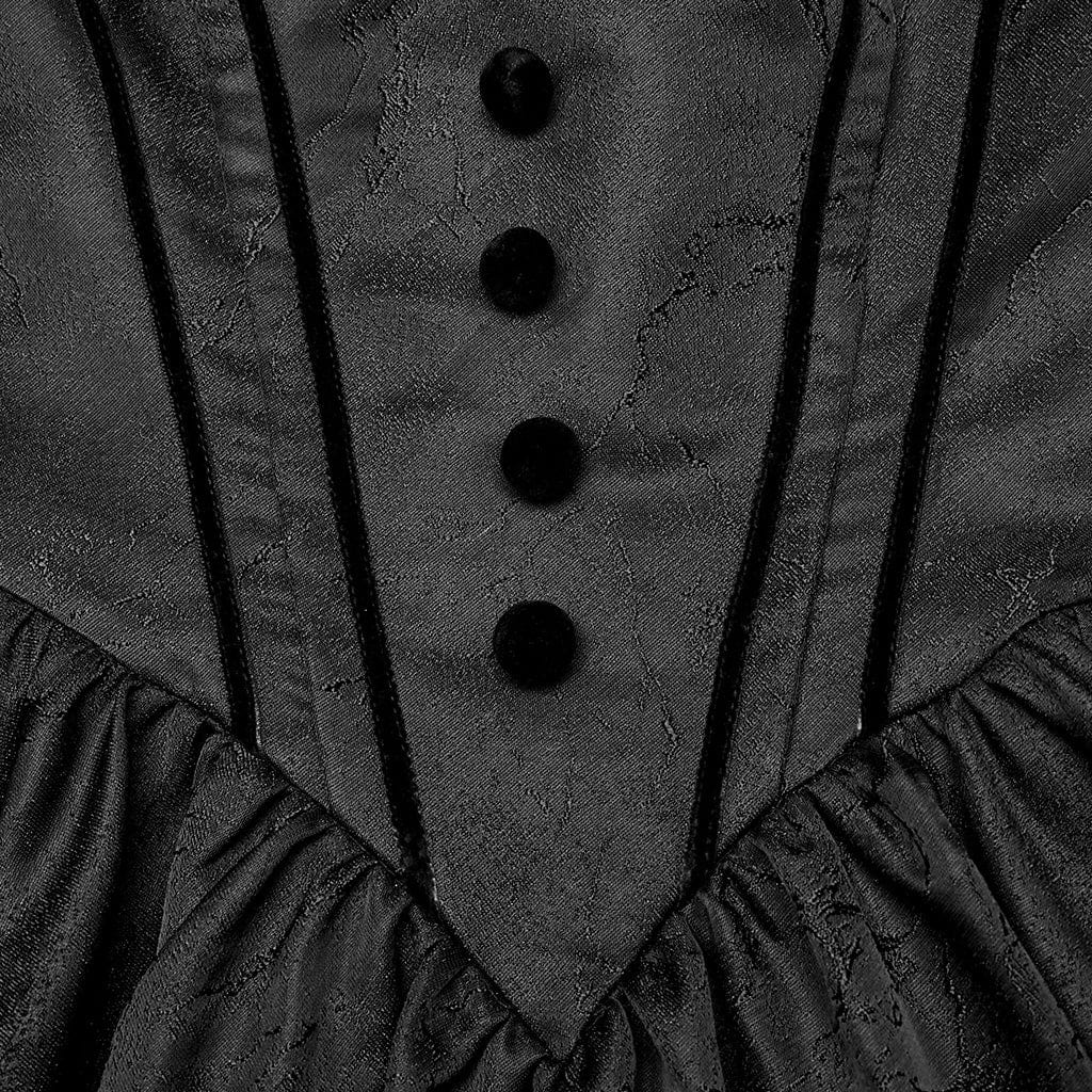 Women's Gothic Puff Sleeved Lace-up Formal Dress Wedding Dress Black - Image 8