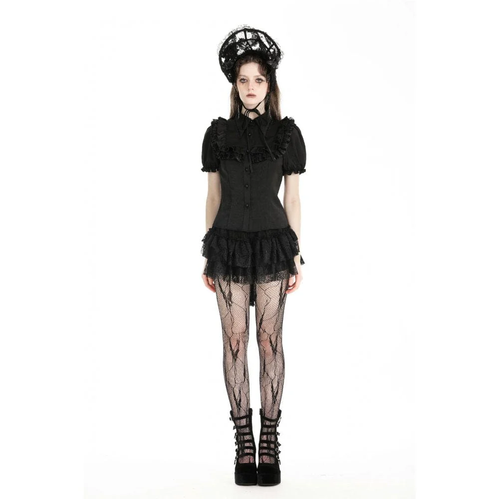 Women's Gothic Puff Sleeved Ruffled Shirt - Image 3