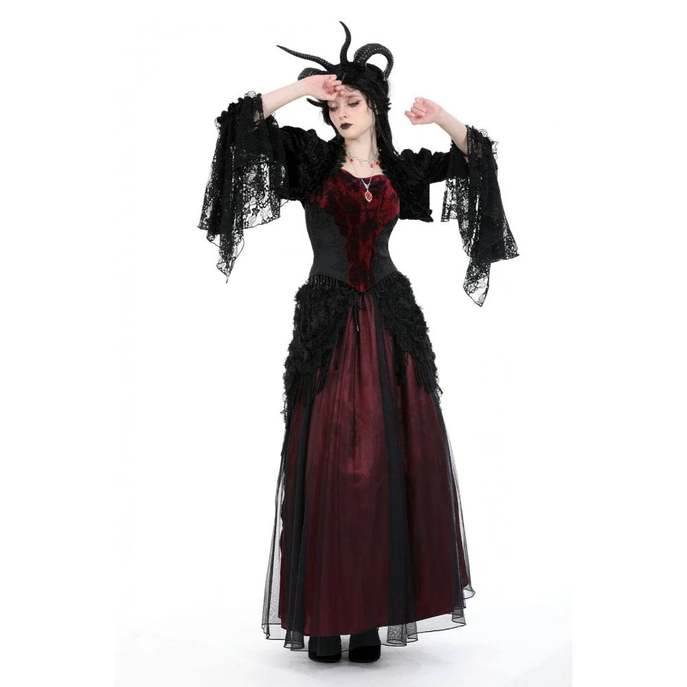 Women's Gothic Puff Sleeved Ruffled Velvet Cape - Image 5