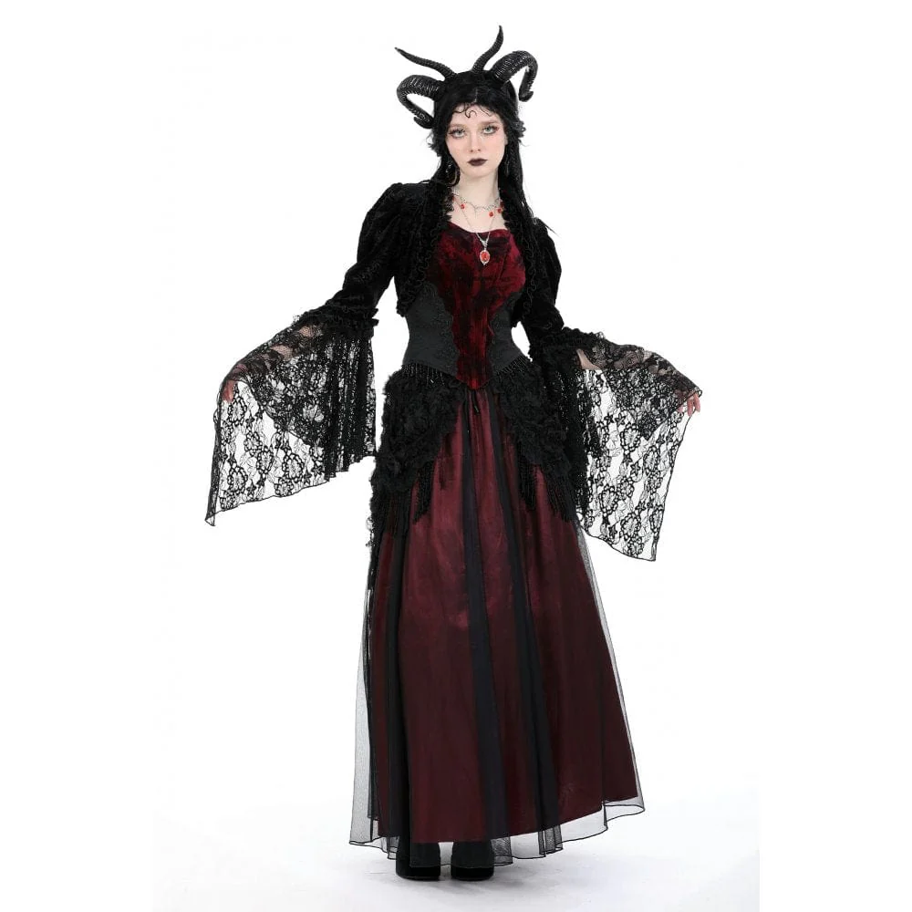 Women's Gothic Puff Sleeved Ruffled Velvet Cape - Image 7