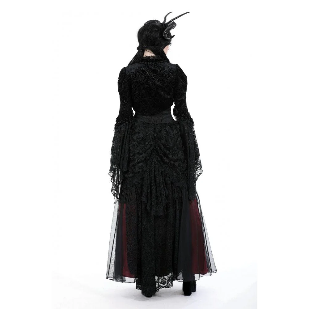 Women's Gothic Puff Sleeved Ruffled Velvet Cape - Image 9