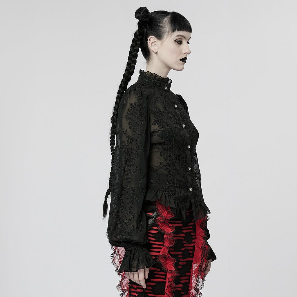 Women's Gothic Puff Sleeved Sheer Shirt - Image 2