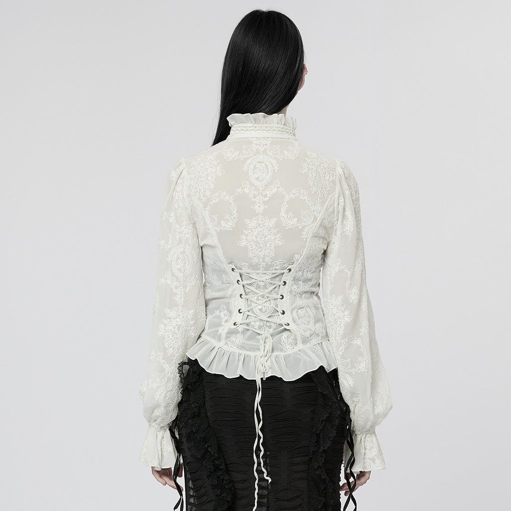 Women's Gothic Puff Sleeved Sheer Shirt - Image 7