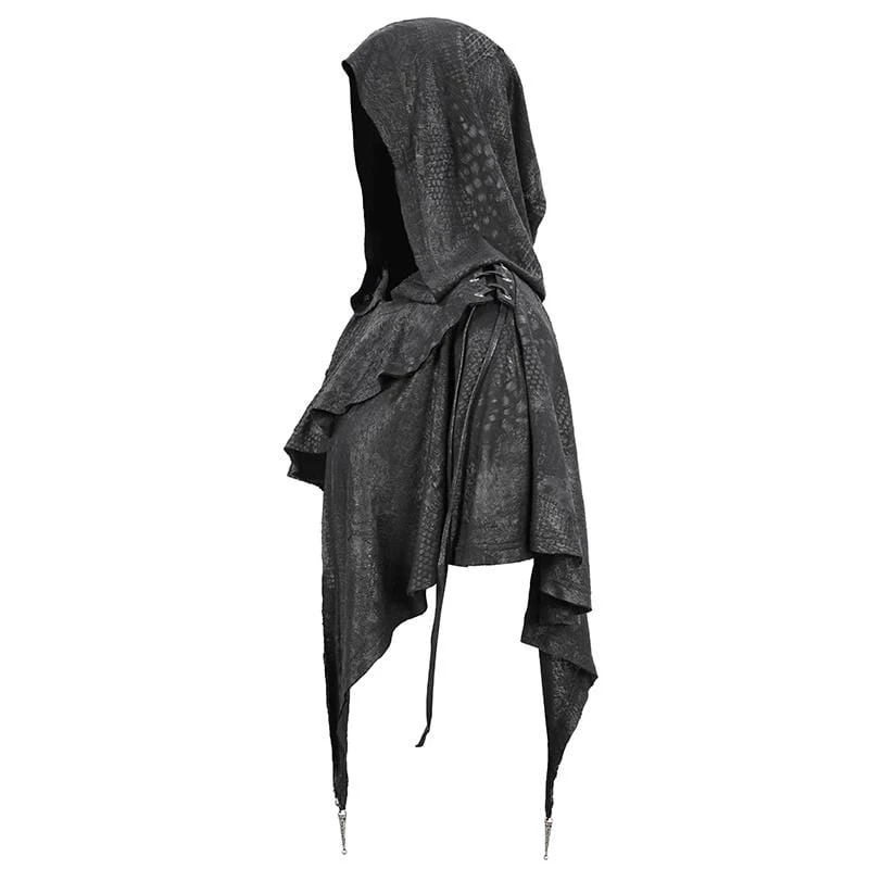 Women's Gothic Punk Asymmetrical Short Hooded Cape - Image 5