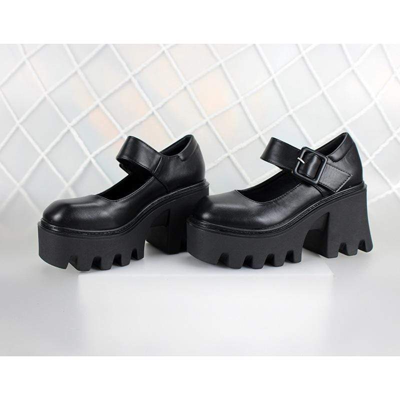 Women's Gothic Punk Buckle Mary Jane Shoes - Image 5