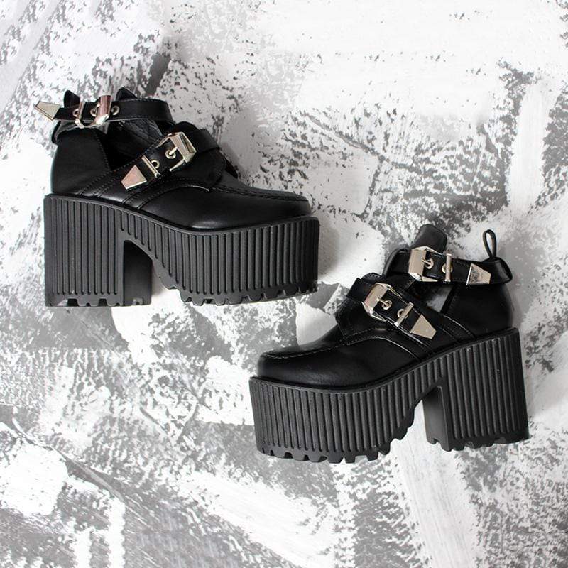Women's Gothic Punk Buckles Platform Ankle Boots - Image 5