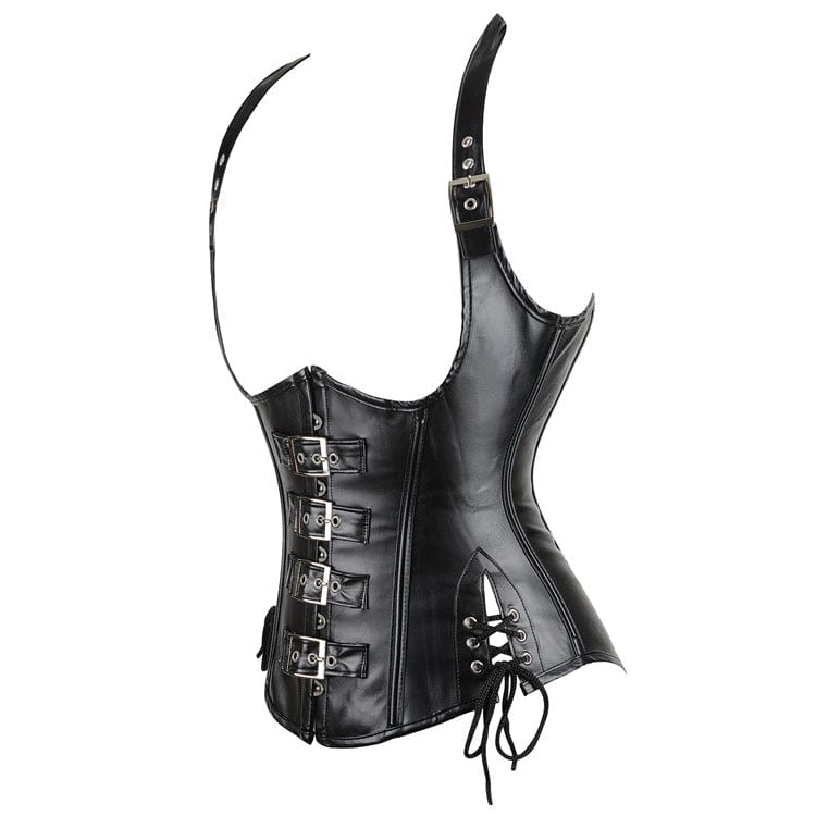 Women's Gothic Punk Halterneck Buckles Underbust Corset - Image 10
