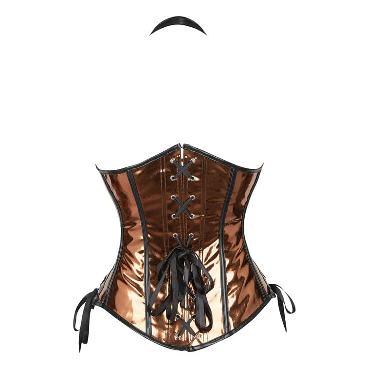 Women's Gothic Punk Halterneck Buckles Underbust Corset - Image 12
