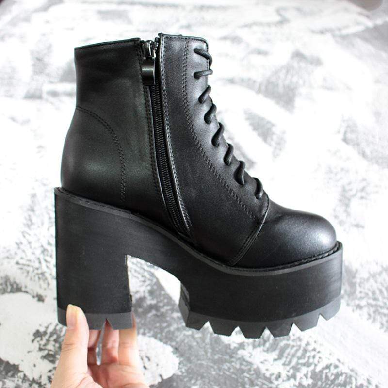 Women's Gothic Punk Lace-up Platform Short Boots - Image 3
