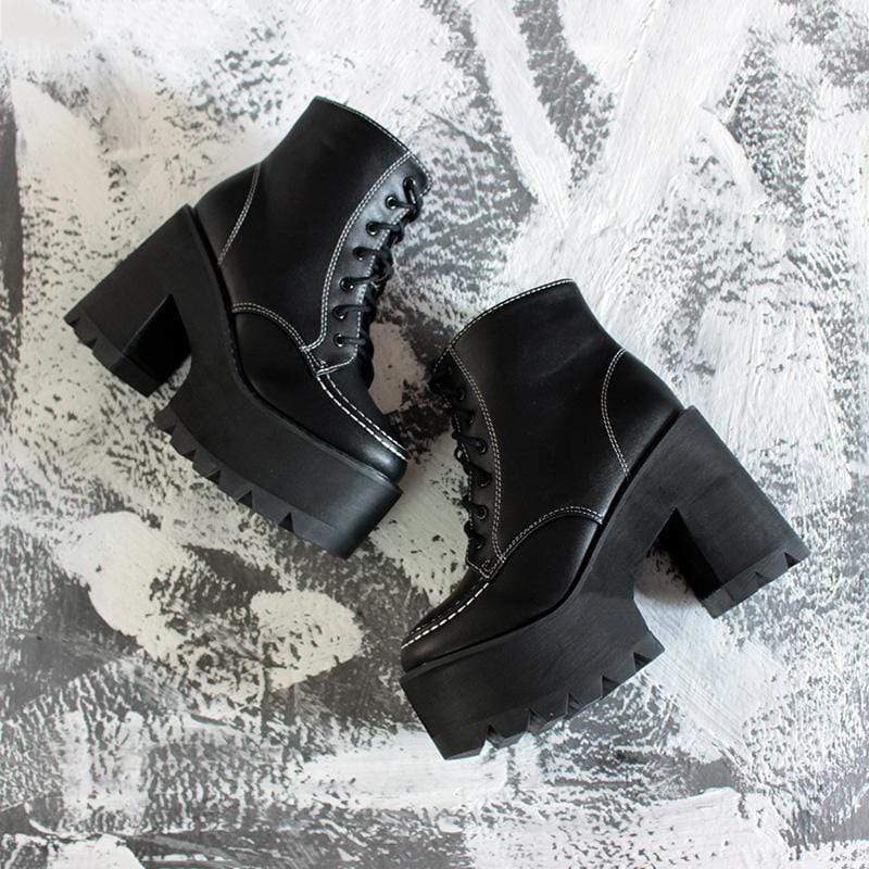 Women's Gothic Punk Lace-up Zipper Platform Boots - Image 5