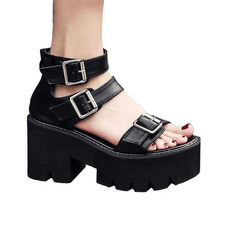 Women's Gothic Punk Open-toe Buckles Platform Sandals - Image 2