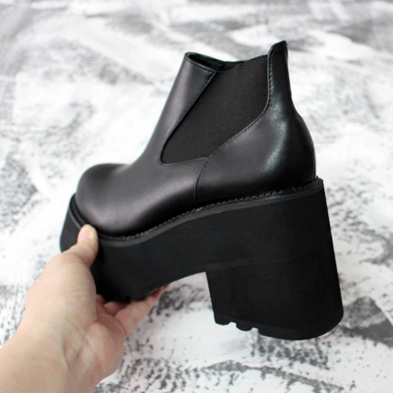Women's Gothic Punk Platform Ankle Chelsea Boots - Image 4
