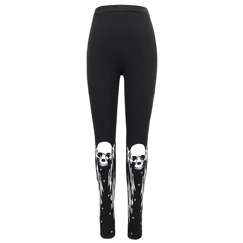 Women's Gothic Punk Skull Leggings - Image 4
