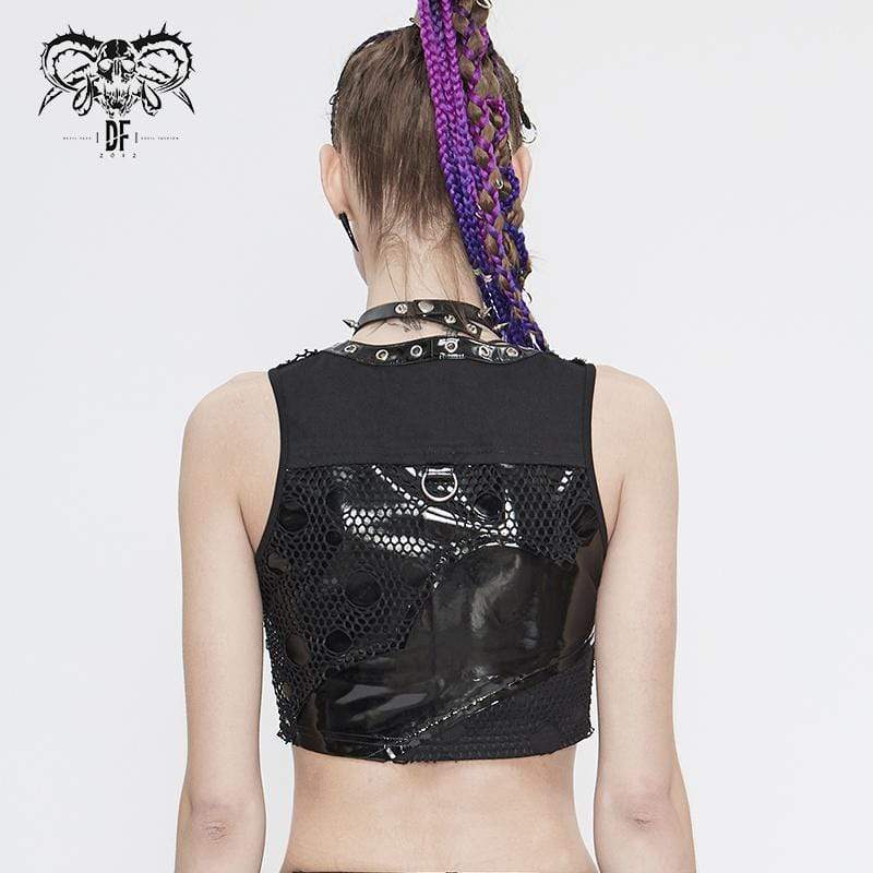 Women's Gothic Punk Sleeveless V-Neck Bustiers - Image 3